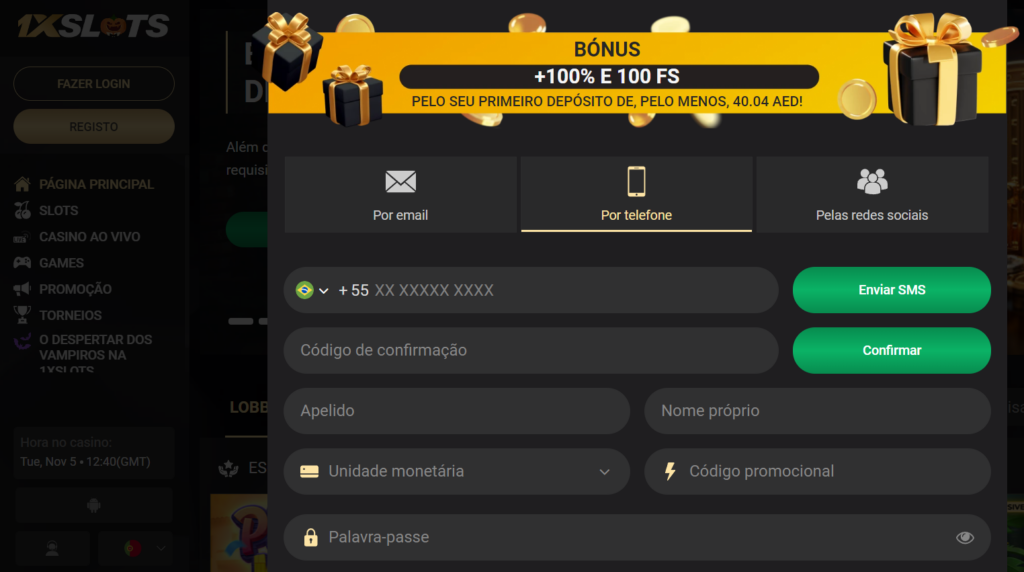 1xSlot registo no Brasil Via telefone